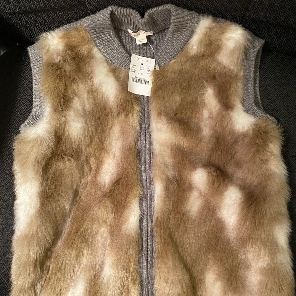 NWT J Crew CrewCuts Girls Faux Fur Vest